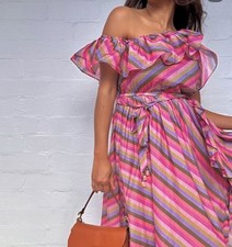 Zimmermann Poppy Asymmetric Frill Dress Size 3 / 14AU / 10US Rainbow Stripe