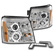For 2003-2006 Cadillac Escalade Halo Led Chrome Projector Headlights Signal Drl