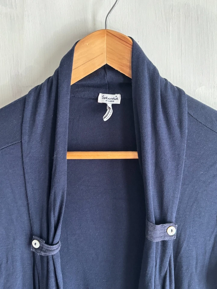 Splendid Cardigan T-Shirt Sweater Navy Blue Short Sleeve Open Front Duster XL - Image 4 of 4