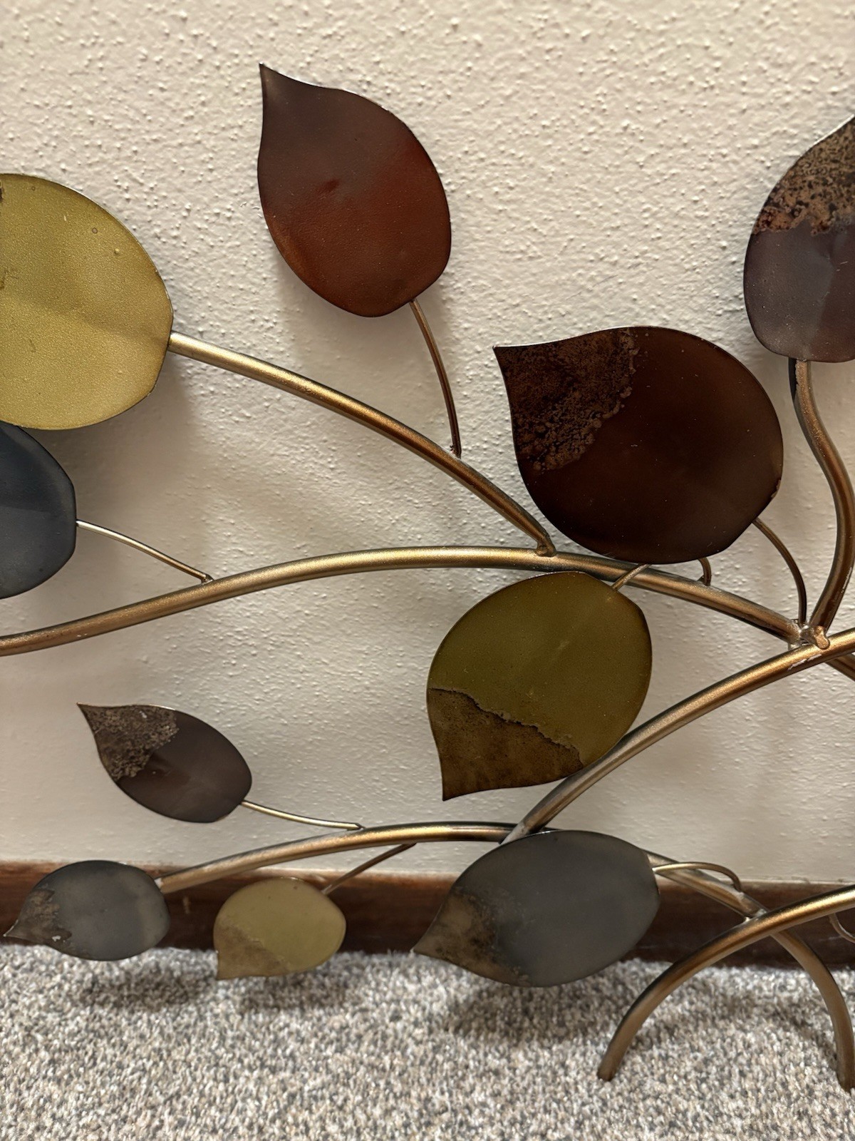 Metal Leaf Wall Art Sculpture Multicolored Gold Bronze Green Decor 37”