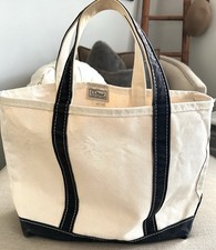 L.L. Bean Vintage Boat Tote Bag XL Navy Canvas Made In USA Boat  Tote