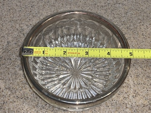 Vintage kleine Servierschale Kristall mit Silber Tellerrand 4,75" - Bild 5 von 8