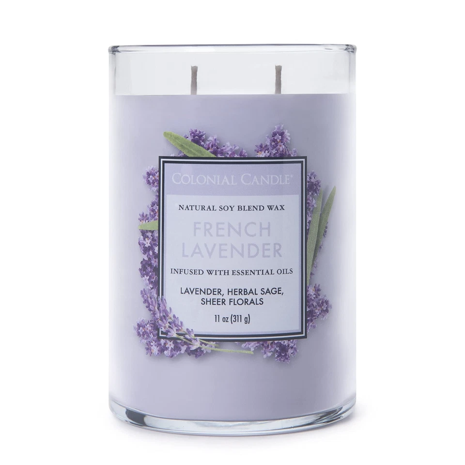 Tarro de lavanda francés vela 11 oz 2 mechas púrpura hasta 80 horas de tiempo de combustión Foto 2 de 4
