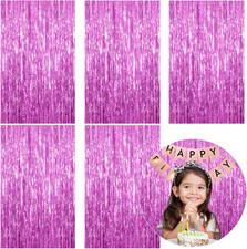 Metallic Foil Curtain Backdrop - 5 Pack for Parties Celebrations