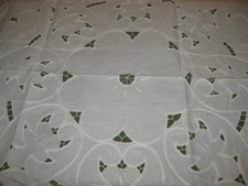 NOS Vintage Small Cutwork and Embroidered Tablecloth Cotton 32X32