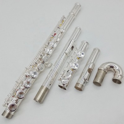 Flute 212 Silver Plated Flute Student Curved Flutes C Leg 16 Holes Closed E Key
