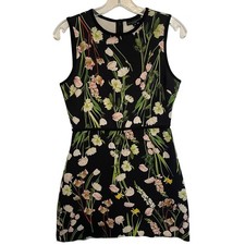 Victoria Beckham Target Dress Womens English Satin Floral XS Black Shift Career