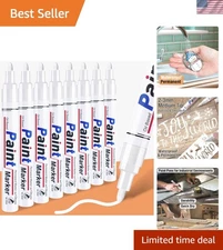 White Permanent Waterproof Paint Markers 8 Pack for Metal Plastic Wood Fabric
