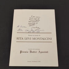 RITA LEVI MONTALCINI Autograph on Lunch Menu Prize Twelve Apostles