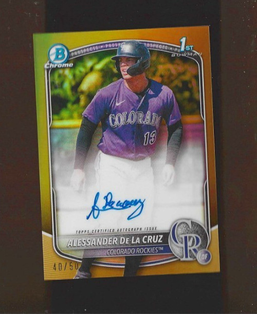 2025 Bowman Chrome 1st True Gold Ref Auto /50 Alessander De La Cruz #CPA-AD