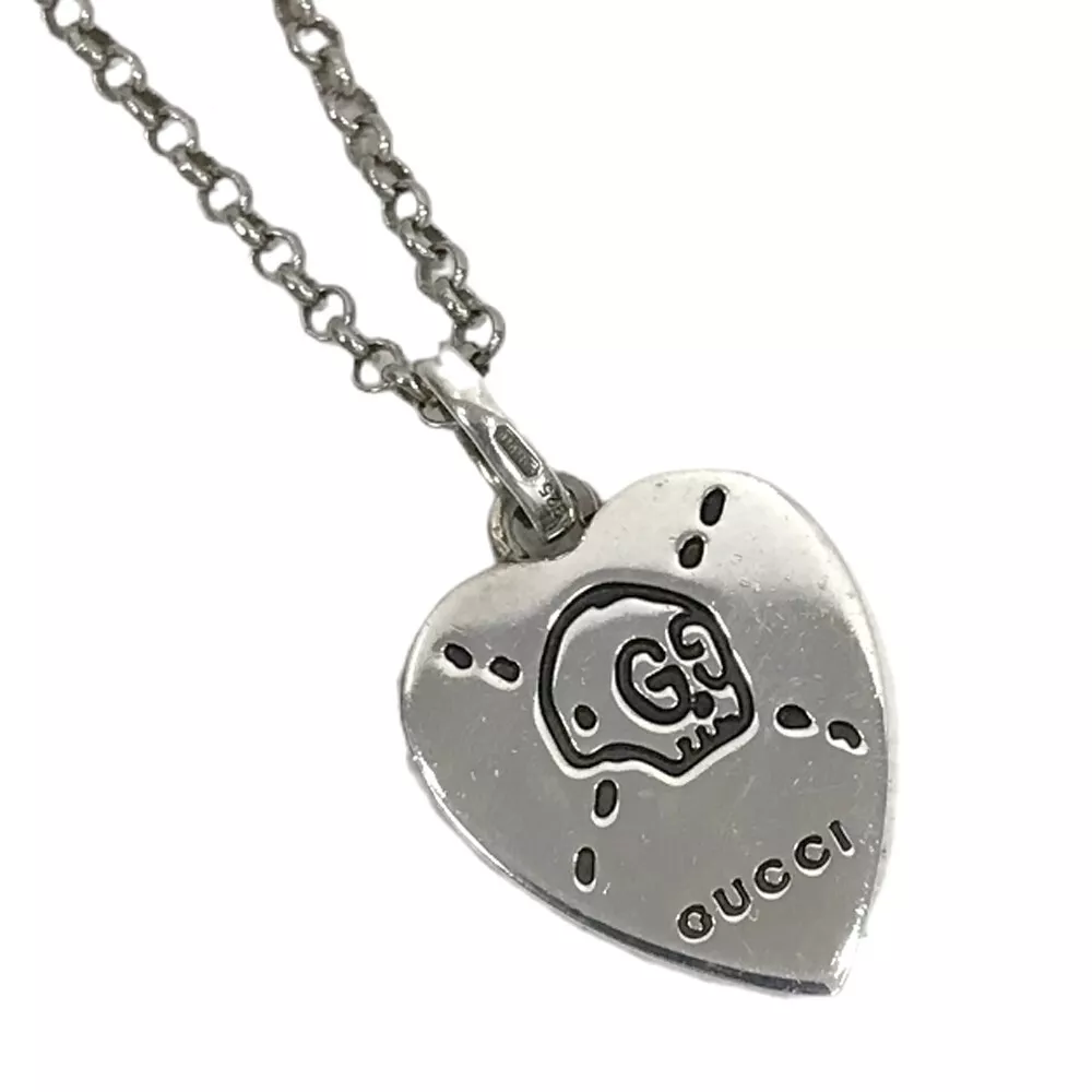 Gucci Ghost heart Necklace Pendant Skeleton SV925 Sterling Silver 925 used