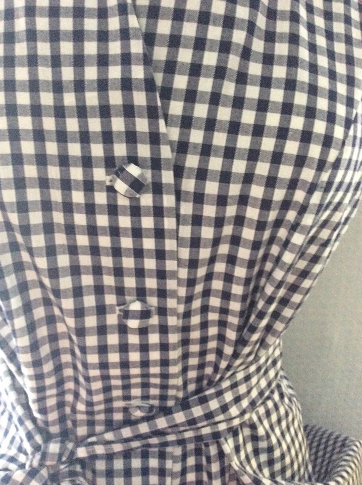 Vestido camisero Gingham azul marino y blanco a cuadros Foto 4 de 4