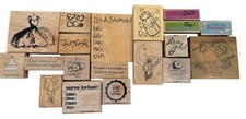 19 Pc Lot Wooden Rubber Stamp Set Wedding Birthday Baby Congratulations