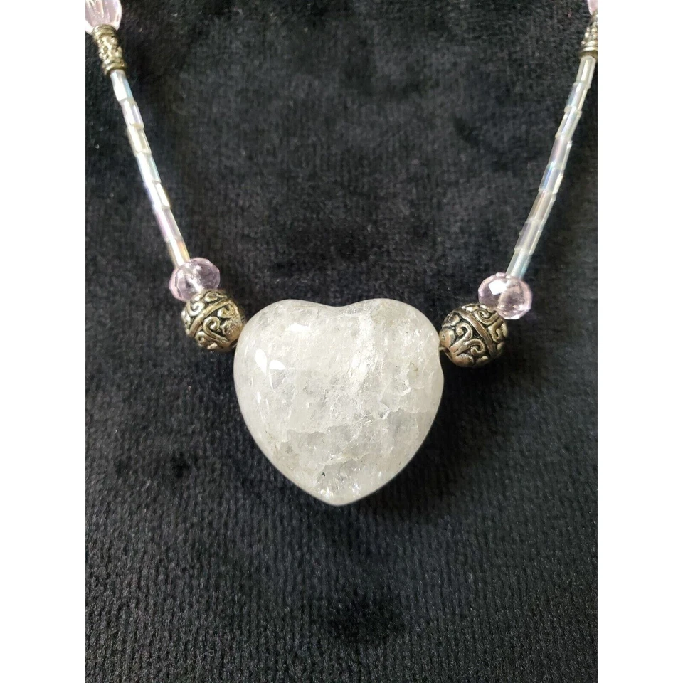 Collar estilo dije bonito corazón amatista cristal de Murano corazón veneciano Foto 3 de 4