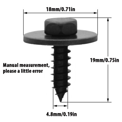 20x Underrun Protection Screws For BMW, Opel, Ford, VW – 6.3x19mm With Washer, Zinc Plated