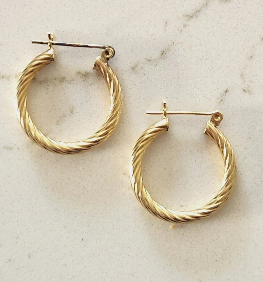 Louis Vuitton Wave Hoops Earrings Golden Metal