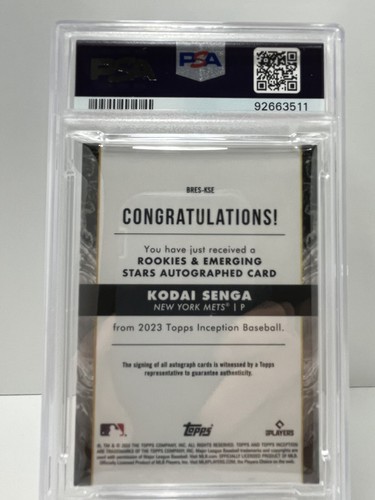 2023 Topps Inception Kodai Senga Rookie Auto 81/149 PSA 9 - Picture 2 of 15