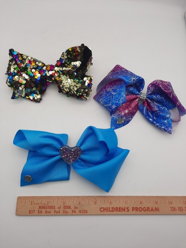Lot of 3 JOJO SIWA Bows Assorted Colors Back to School Sequins Bling - Picture 6 of 6