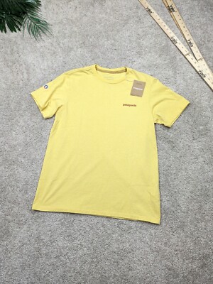 $45 PATAGONIA Womens Small S Fitz Roy Icon Responsibili-Tee Yellow Mustard NWT