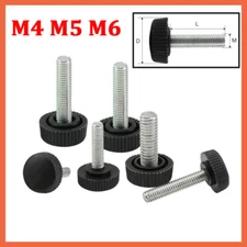Knurled Thumb Screws Plastic Hand Grip Knob Bolts M4 M5 M6 Black Round Head