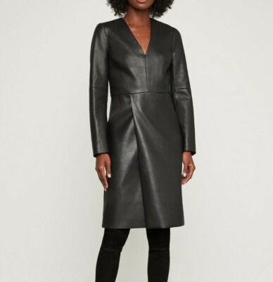 green emerald velvet dress Leather Dress with Slit Black / 8 main image 0