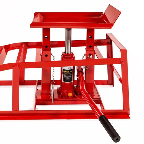 2 Pieces 5 Ton Red Heavy Duty Auto Car Truck Service Ramp Jack Hydraulic Lift - Foto 8 di 11
