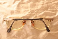 Retro Rimless Eyeglasses Frame 1970s Silver/Black Oval Eyewear Glasses Vintage