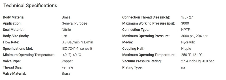 Eaton Aeroquip 1/8" NPT Quick Coupler Set FD-1101-02-02 & FD45-1086-04-04 - Image 3 of 4