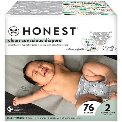 The Honest Company Clean Conscious Diapers 76 Count| Plant-Based, Sustainable |