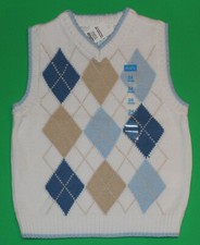 24m 24 NWT Children's Place Blue Tan Argyle Sweater VEST Boys 2t