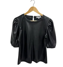 BB Dakota women's Faux leather black top balloon sleeve size M