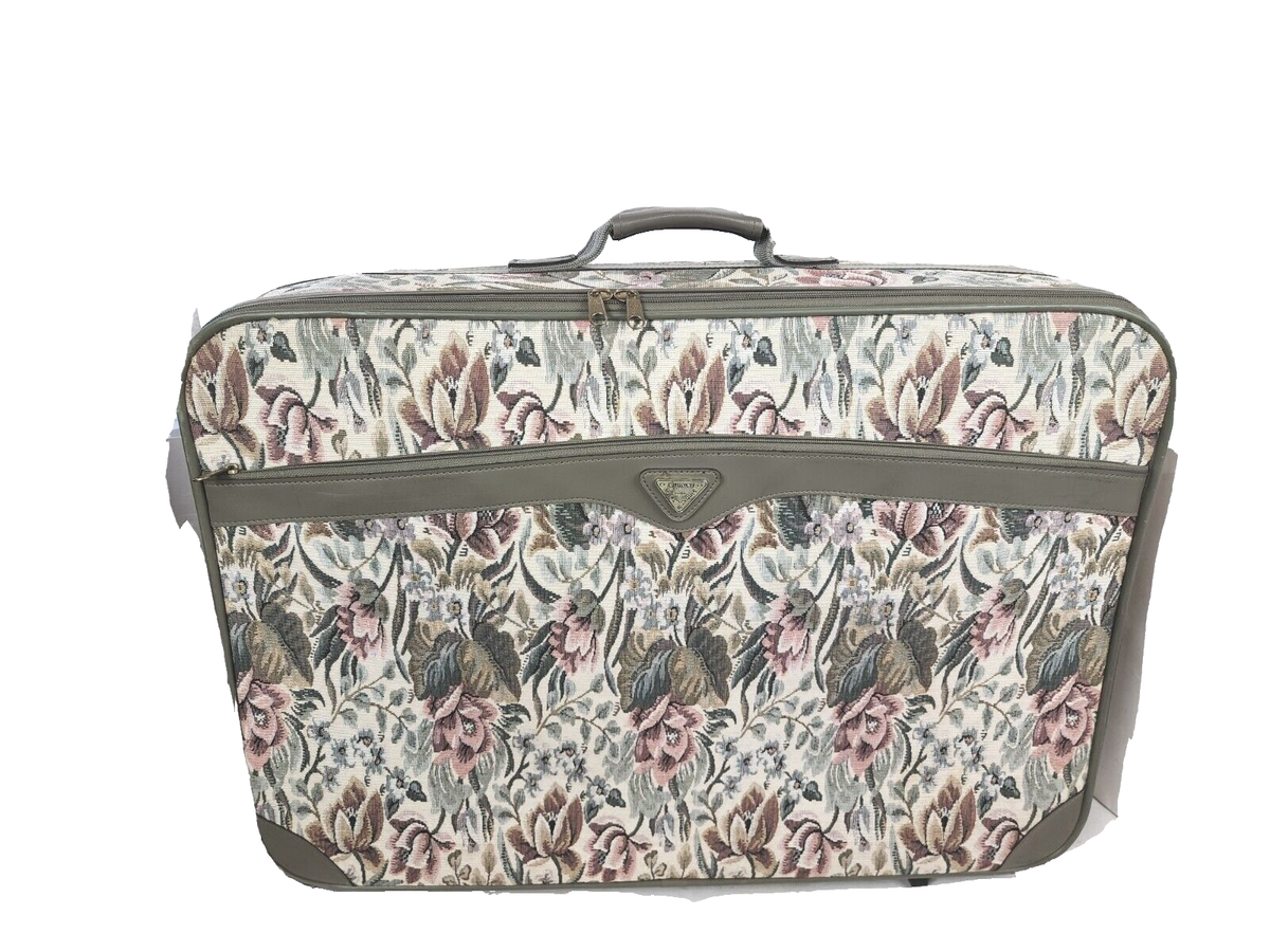 Vintage French West Indies Tapestry Suitcase 28