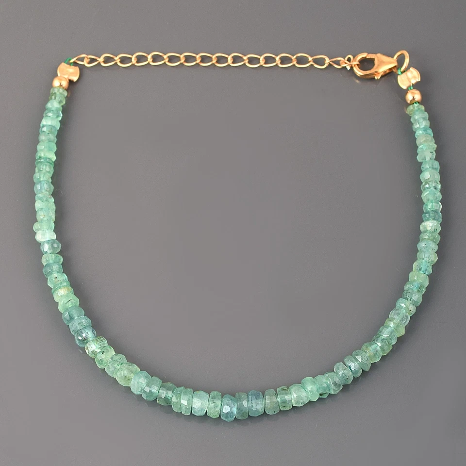 Brazalete para mujer con cuentas de plata de ley 925 con esmeralda colombiana de piedras preciosas naturales Foto 3 de 4