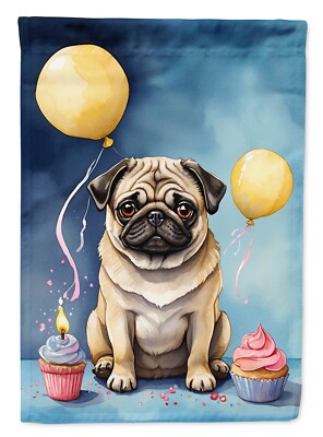 Pug Fawn Happy Birthday Flag
