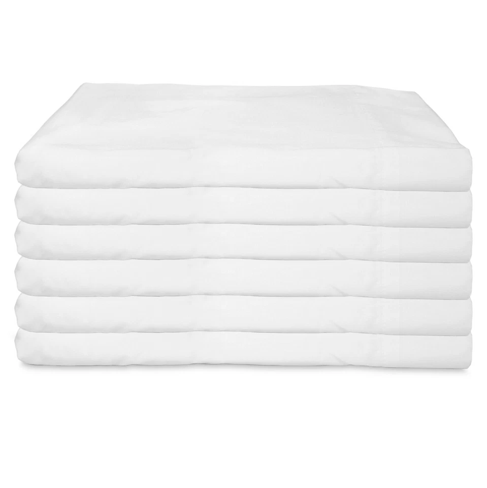 6 Pack of Fitted Bed Sheets - Soft White 180 Thread Count Size Options Bulk Set - Image 3 of 4