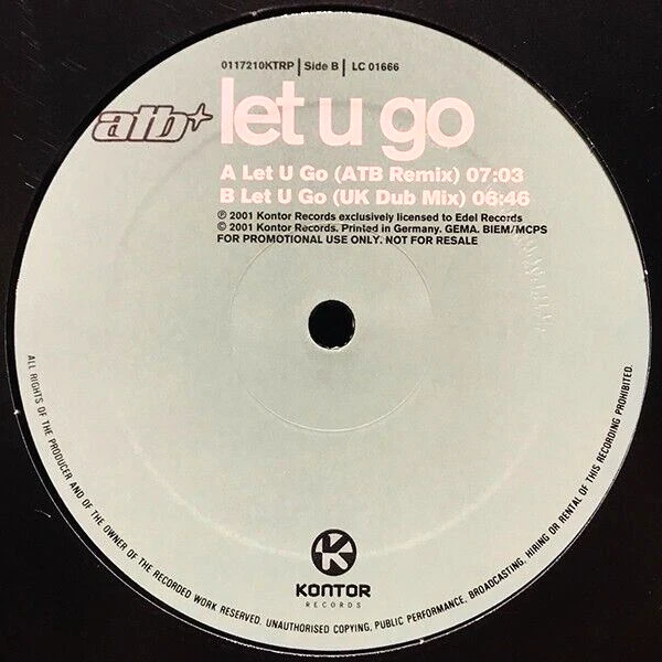 ATB - LET U GO - 12” VINYL RECORD - 90S 2000S IBIZA TRANCE PROG HOUSE DJ - Image 2 of 2