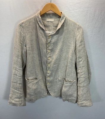 CP SHADES Dree Jacket Ivory textured Linen Blazer Sz SM lined City Chic neutral