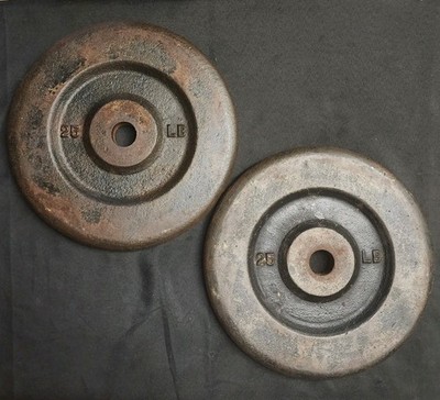Read Vintage Unbranded 25 Lb Weight Plates Set 50 Lbs Total Weightlifing Barbell