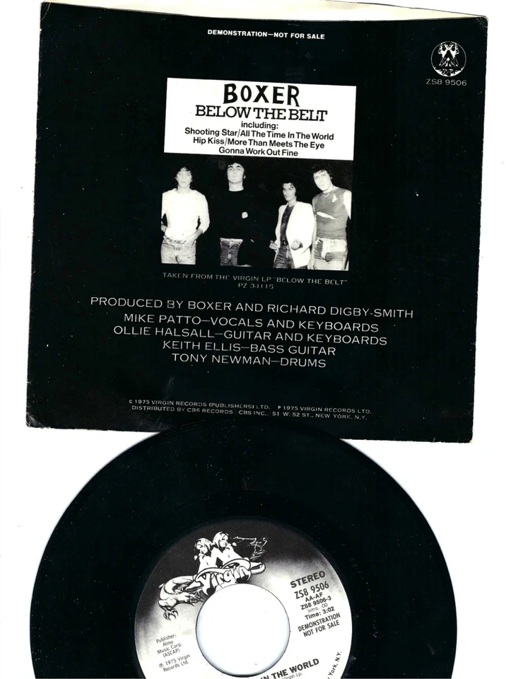 45 + PIC SLV- BOXER- "ALL THE TIME IN THE WORLD"- VIRGIN- PROMO- MONO/STEREO-NM - Image 2 of 2