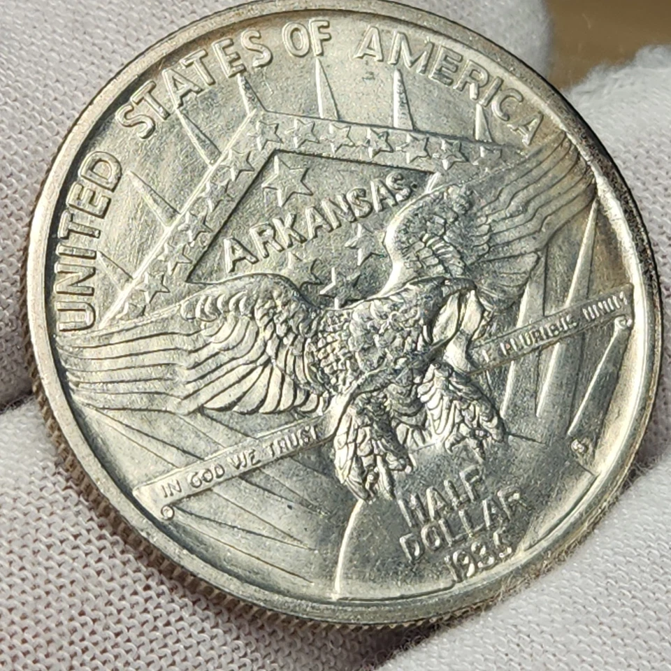 1935 S Arkansas Commemorative Half Dollar, Low Mintage Of 5,506, Unc BU, CH~ARK7 - Image 4 of 4