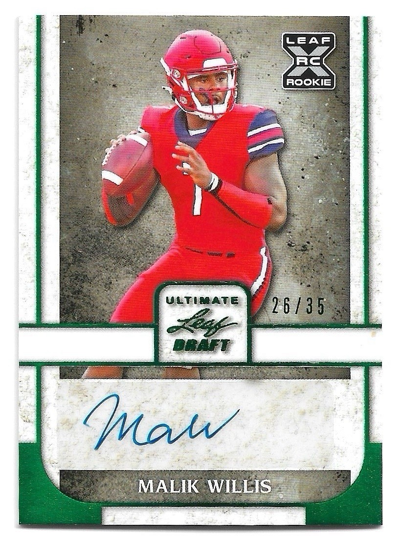 Malik Willis Leaf Ultimate Draft Autographs #MW1 Emerald Spectrum