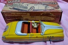 Vtg MARX TOYS Made USA Wind Up Tin Toy Roadster Car w/Driver & Box Works Good