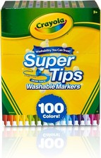 Crayola Super Tips Marker Set for Kids 100ct, Broad Tip Fine Point Washable...