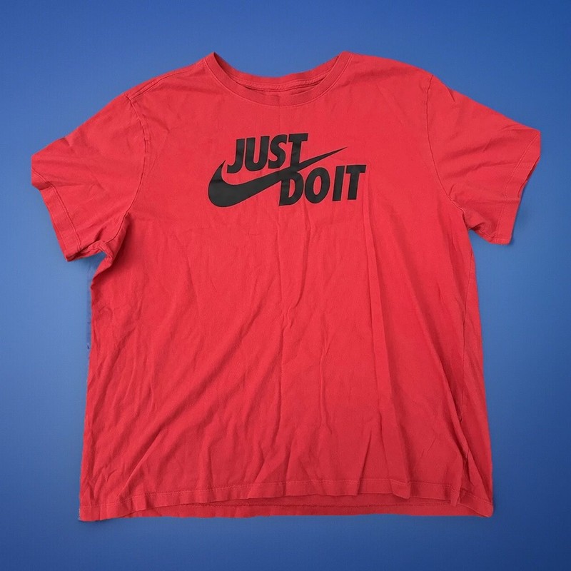 Men’s NIKE T-shirt XXL Red JUST DO IT The Nike Tee Short Sleeve Spell Out EUC ⭐️
