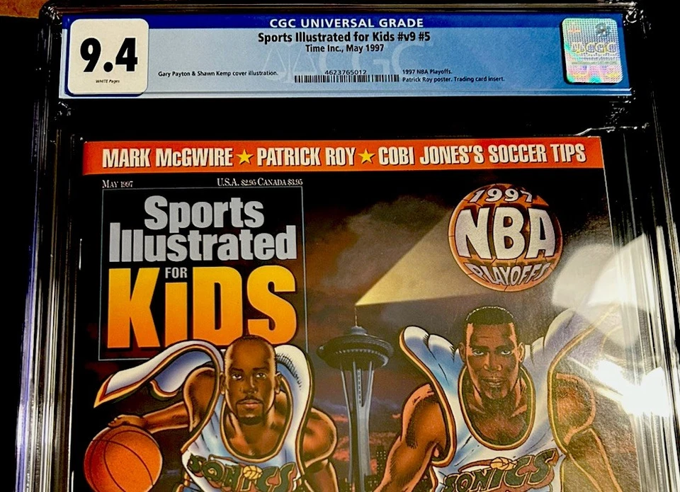 SHAWN KEMP RARE SPORTS ILLUSTRATED FOR KIDS 1997 SUPERSONICS DUO PAYTON CGC 9.4 - Image 2 of 3