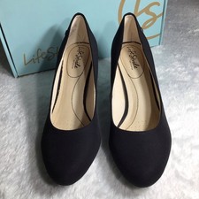 Woman  s Life Stride Parigi Black Fabric Dress Shoes Heels Soft System Size 9M