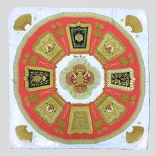 HERMES Poste et Cavalerie Carre 90 Silk 100 Scarf White Red Tags No Box Used