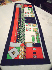 VINTAGE 1960's Designer Scarf Geometric Theme 43"x15" Rectangular Preowned VG