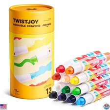 Jar Melo Jumbo TwistJoy Crayons - 12 Non-Toxic, Washable, Easy-to-Hold Colors!