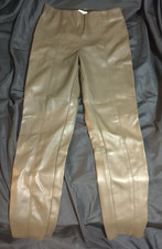 H M Women's Faux Leather High Waisted Leggings Slim Leg Size 4 Pants Brown